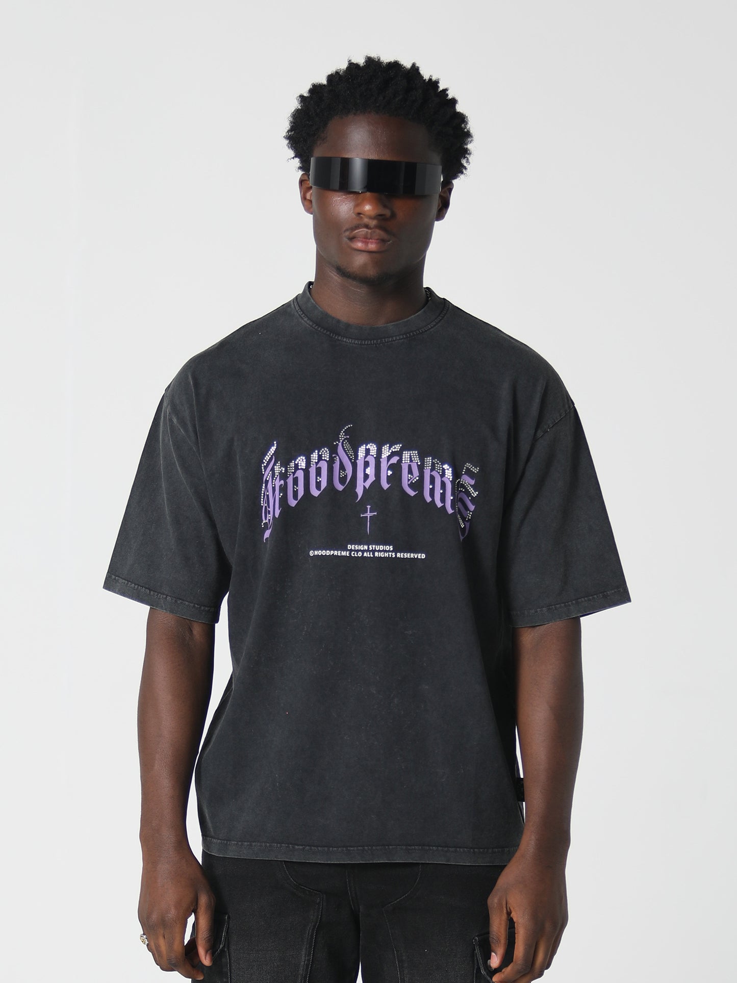 ARCH DIAMANTE T-SHIRT WASHED BLACK