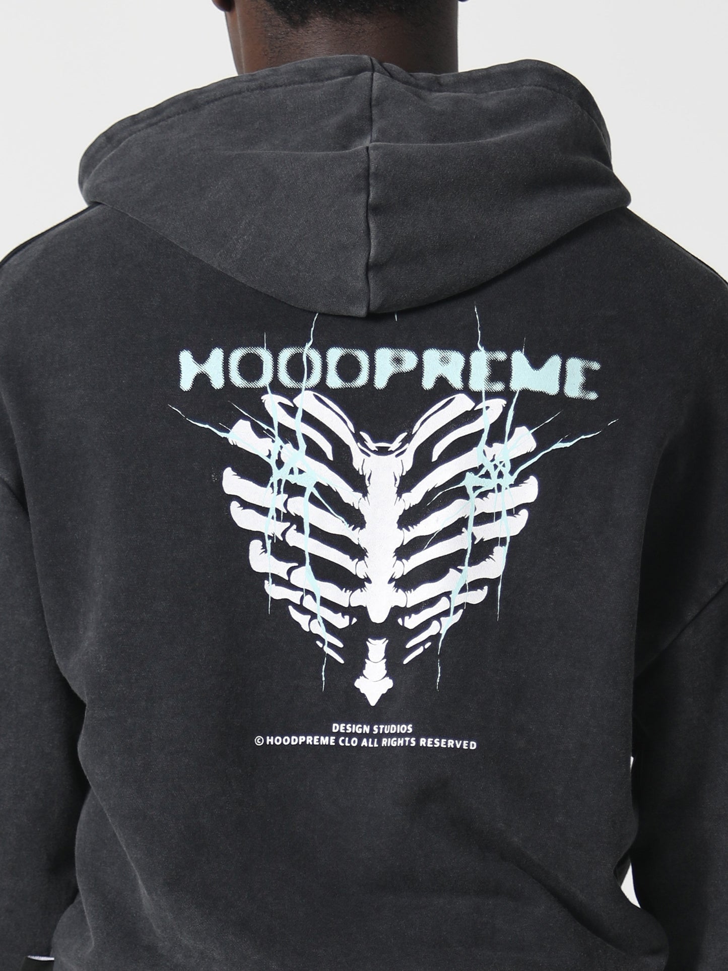 RIB CAGE HOODY WASHED BLACK