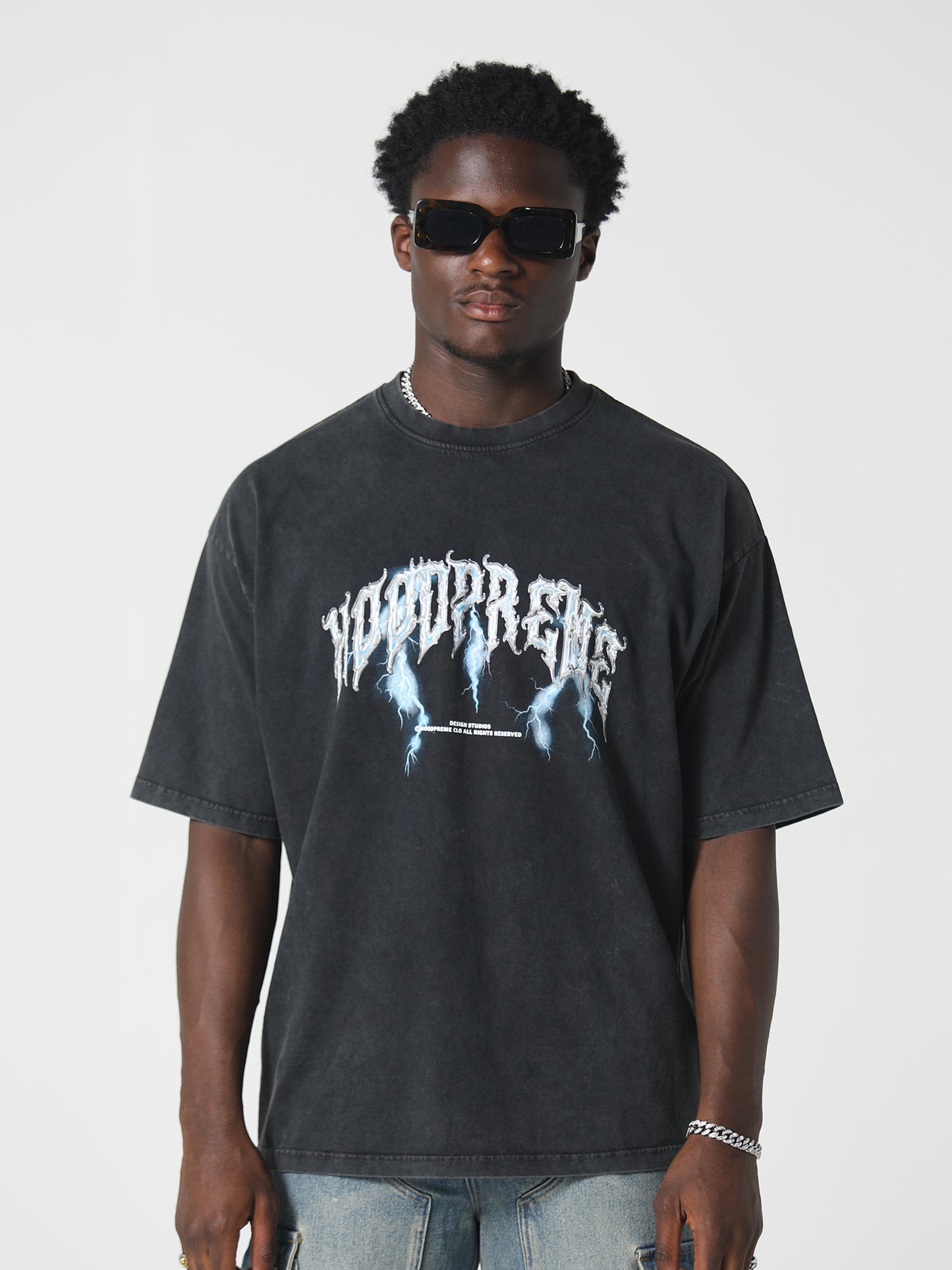 LIGHTENING T-SHIRT WASHED BLACK