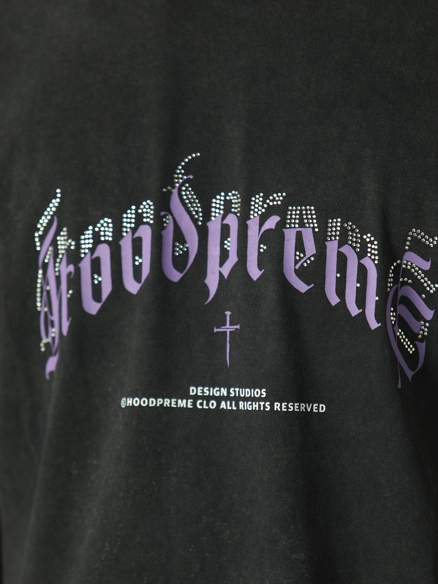 ARCH DIAMANTE HOODY WASHED BLACK