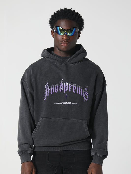 ARCH DIAMANTE HOODY WASHED BLACK
