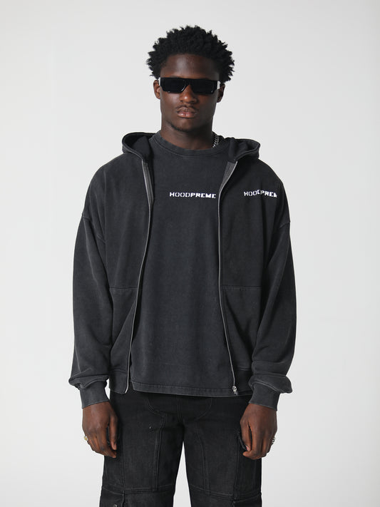 SPLIT PERSONALITY HOODY WASHED BLACK