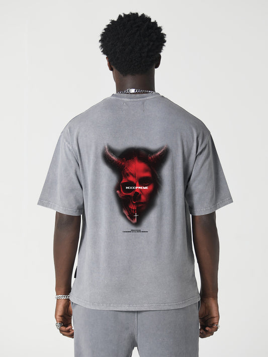 SPLIT PERSONALITY T-SHIRT WASHED GREY
