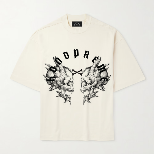 HEAVY SKULL APLIQUE T-SHIRT BLACK