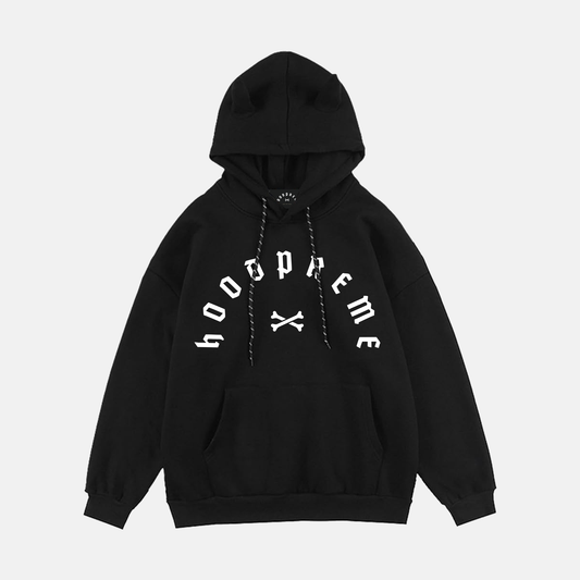 HEAVY APLIQUE HOODY BLACK
