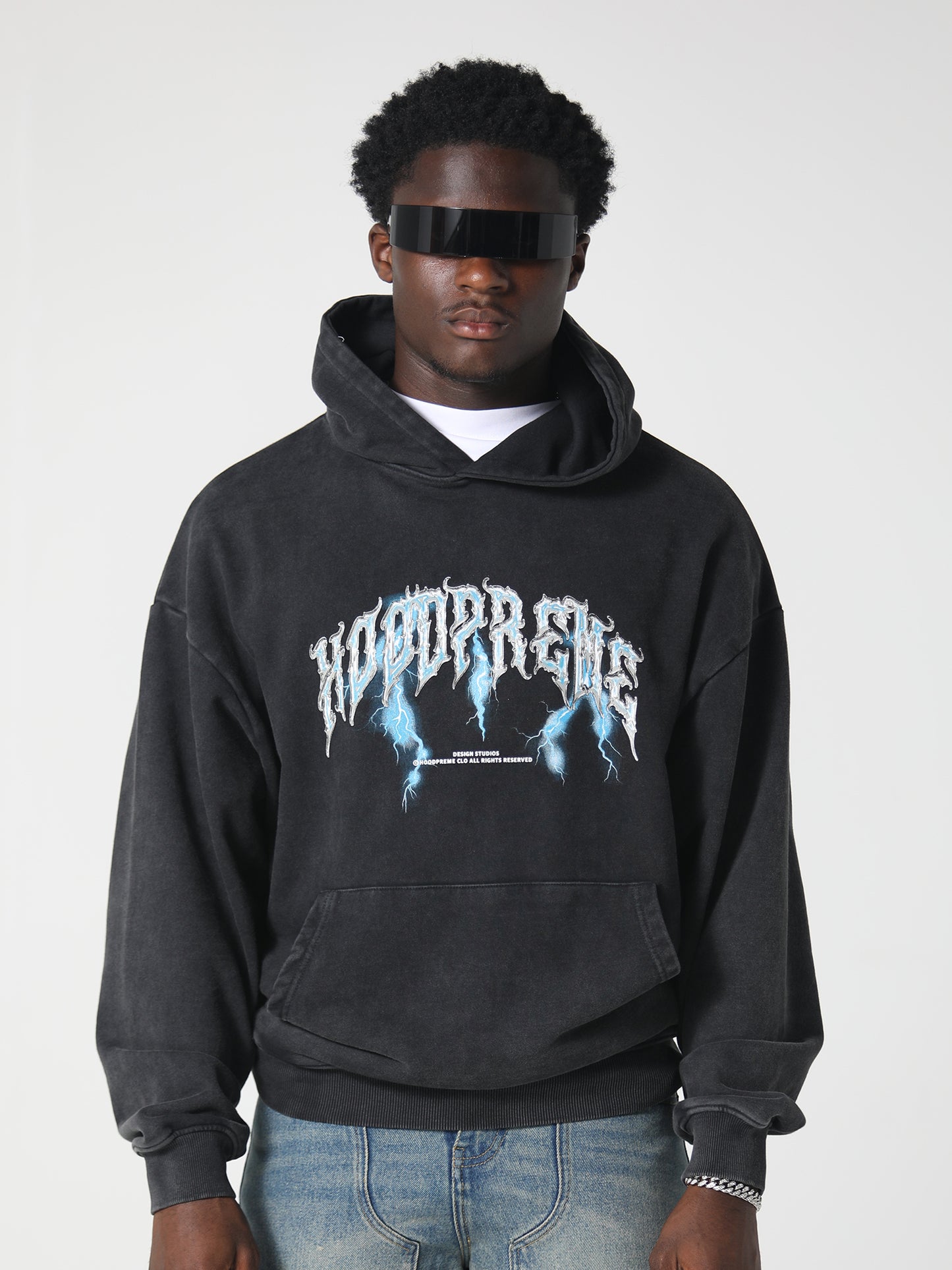 LIGHTENING HOODY WASHED BLACK