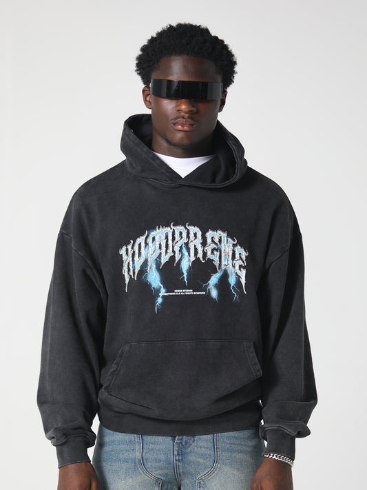 LIGHTENING HOODY WASHED BLACK